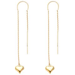 14KY Double Lines Chain Heart Earrings (ER1727)